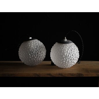 プレスガラス とげとげ球体照明 2個1組　A2033