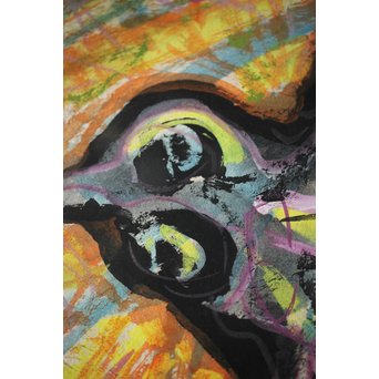 岩崎巴人【鳥】10号 額装紙本彩色　Z238 