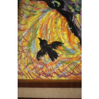 岩崎巴人【鳥】10号 額装紙本彩色　Z238 