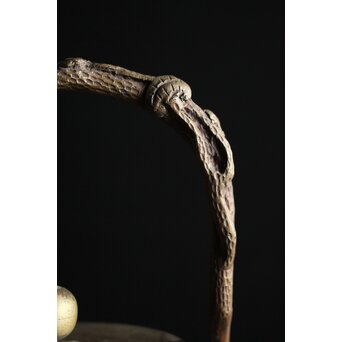 亀文堂 芋頭 小振 鉄瓶 湯沸 拙家琵琶湖有東 底款 霊芝古木提手　M245 