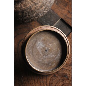 亀文堂 芋頭 小振 鉄瓶 湯沸 拙家琵琶湖有東 底款 霊芝古木提手　M245 