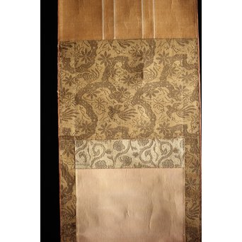 明治油彩 【海辺】絹本軸装　Z240 