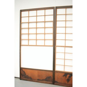腰板絵 雪見障子戸M 4枚1組　F235 雪見部分にはクリアガラス