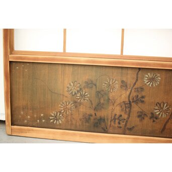 腰板絵 雪見障子戸M 4枚1組　F235 背面には野花　障子を貼る面です