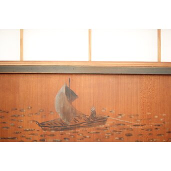 腰板絵 幅広雪見障子戸 2枚1組　F236 