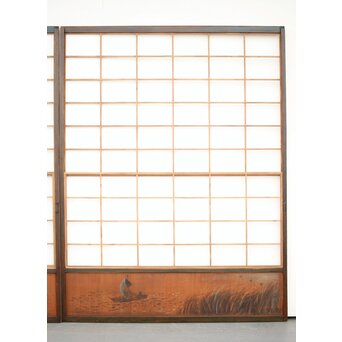 腰板絵 幅広雪見障子戸 2枚1組　F236 