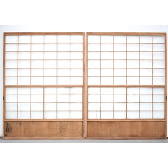 腰板絵 幅広雪見障子戸 2枚1組　F236 背面　障子面です　現状は透かし