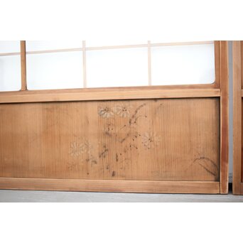 腰板絵 幅広雪見障子戸 2枚1組　F236 