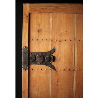 白木総欅重厚鉄金具蔵戸　W012Y 