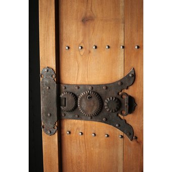 白木総欅重厚鉄金具蔵戸　W012Y 