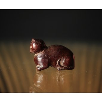 猫の時代木彫根付　X274