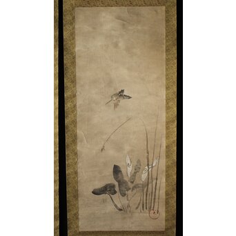 倣 尾形光琳 紙本掛軸2幅　Z242 