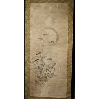 倣 尾形光琳 紙本掛軸2幅　Z242 