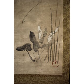 倣 尾形光琳 紙本掛軸2幅　Z242 