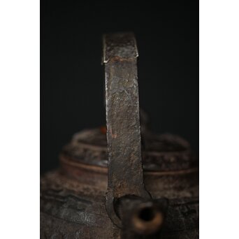 初代 秦蔵六造 銅環摘 鉄共蓋 双龍紋様 獣口形 鉄瓶/湯沸　M251 