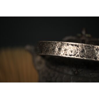 初代 秦蔵六造 銅環摘 鉄共蓋 双龍紋様 獣口形 鉄瓶/湯沸　M251 