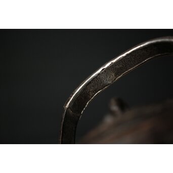 初代 秦蔵六造 銅環摘 鉄共蓋 双龍紋様 獣口形 鉄瓶/湯沸　M251 