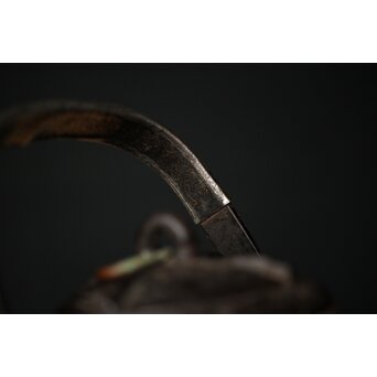 初代 秦蔵六造 銅環摘 鉄共蓋 双龍紋様 獣口形 鉄瓶/湯沸　M251 