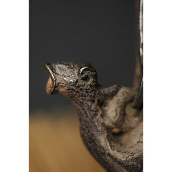 初代 秦蔵六造 銅環摘 鉄共蓋 双龍紋様 獣口形 鉄瓶/湯沸　M251 