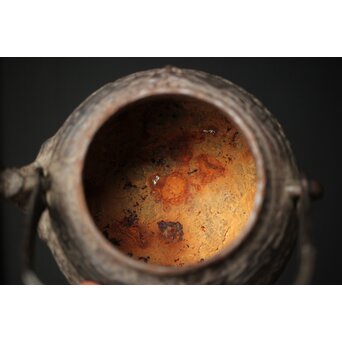 初代 秦蔵六造 銅環摘 鉄共蓋 双龍紋様 獣口形 鉄瓶/湯沸　M251 