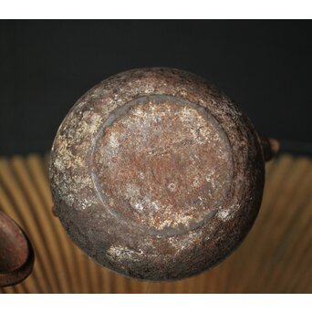 初代 秦蔵六造 銅環摘 鉄共蓋 双龍紋様 獣口形 鉄瓶/湯沸　M251 