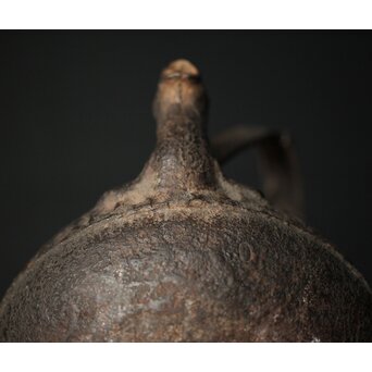 初代 秦蔵六造 銅環摘 鉄共蓋 双龍紋様 獣口形 鉄瓶/湯沸　M251 