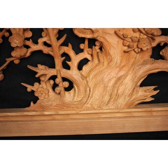 曲雲銘 井波 中型梅木彫欄間　R0075 