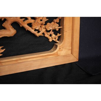 曲雲銘 井波 中型梅木彫欄間　R0075 