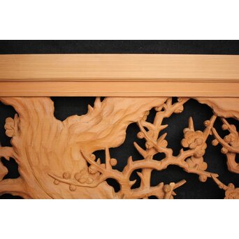 曲雲銘 井波 中型梅木彫欄間　R0075 