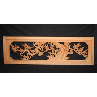 曲雲銘 井波 中型梅木彫欄間　R0075