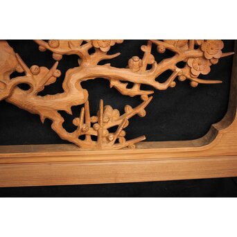 曲雲銘 井波 中型梅木彫欄間　R0075 