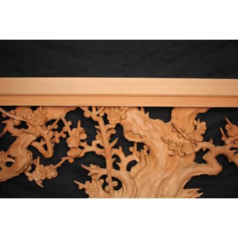 曲雲銘 井波 中型梅木彫欄間　R0075 