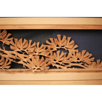 善本秀銘 井波 長尺松木彫欄間 2枚1組　R0077Y 