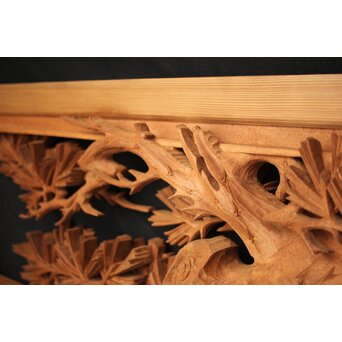 善本秀銘 井波 長尺松木彫欄間 2枚1組　R0077Y 