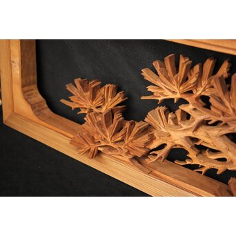 善本秀銘 井波 長尺松木彫欄間 2枚1組　R0077Y 