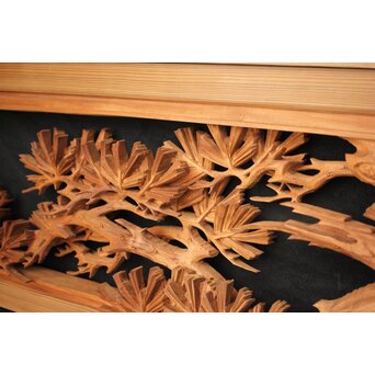 善本秀銘 井波 長尺松木彫欄間 2枚1組　R0077Y 