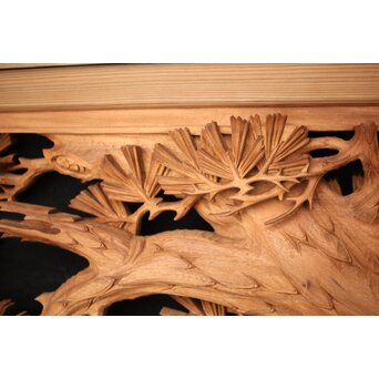 善本秀銘 井波 長尺松木彫欄間 2枚1組　R0077Y 