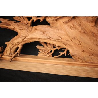 善本秀銘 井波 長尺松木彫欄間 2枚1組　R0077Y 