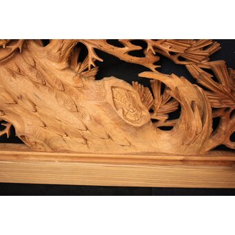 善本秀銘 井波 長尺松木彫欄間 2枚1組　R0077Y 