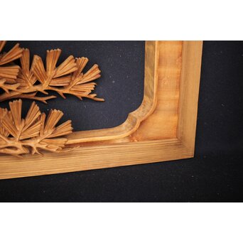 善本秀銘 井波 長尺松木彫欄間 2枚1組　R0077Y 