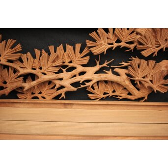 善本秀銘 井波 長尺松木彫欄間 2枚1組　R0077Y 