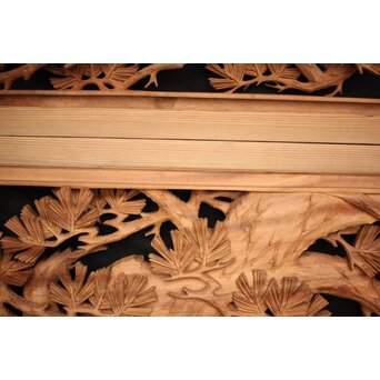 善本秀銘 井波 長尺松木彫欄間 2枚1組　R0077Y 