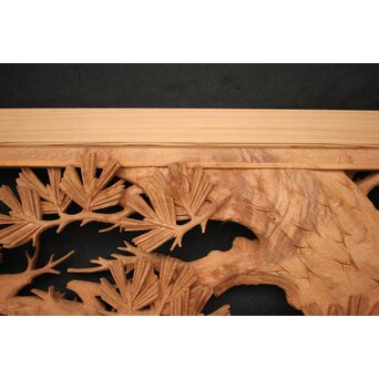 善本秀銘 井波 長尺松木彫欄間 2枚1組　R0077Y 