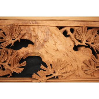 善本秀銘 井波 長尺松木彫欄間 2枚1組　R0077Y 