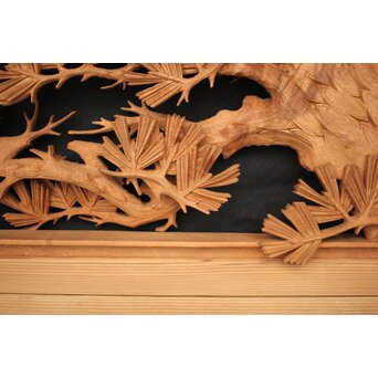 善本秀銘 井波 長尺松木彫欄間 2枚1組　R0077Y 