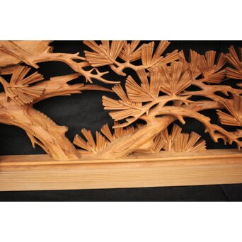 善本秀銘 井波 長尺松木彫欄間 2枚1組　R0077Y 