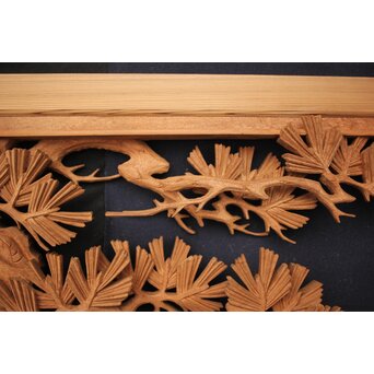 善本秀銘 井波 長尺松木彫欄間 2枚1組　R0077Y 