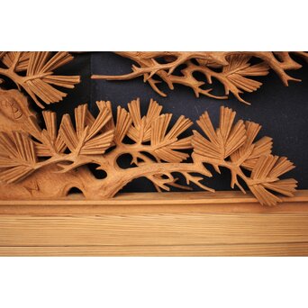 善本秀銘 井波 長尺松木彫欄間 2枚1組　R0077Y 