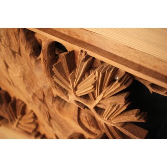 善本秀銘 井波 長尺松木彫欄間 2枚1組　R0077Y 