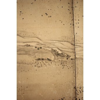 白井華陽 虎の図 六曲一双紙本水墨屏風　Z243 